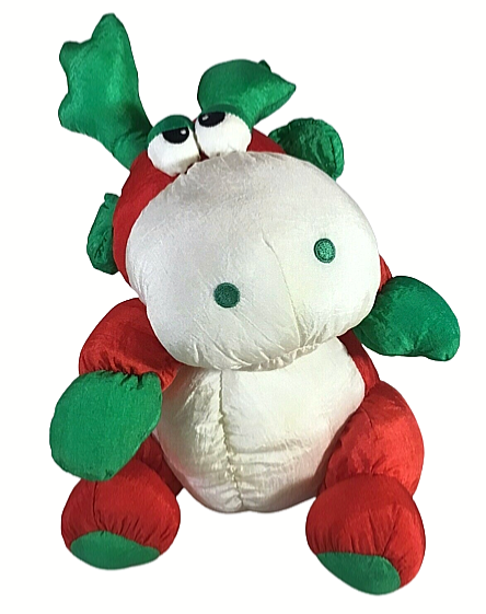 Reindeer Plush Puffy 9" Cute and Clean! With Tag Vintage 90s Christmas Red Green