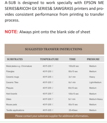 2200 Sheets A-SUB Sublimation Paper 125g 8.5x11 for Inkjet Heat Transfer Bulk