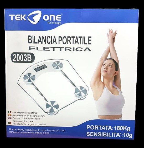 Bilancia Pesapersone TeKone 2003B Misura Peso Digitale Display Vetro 180kg hsb