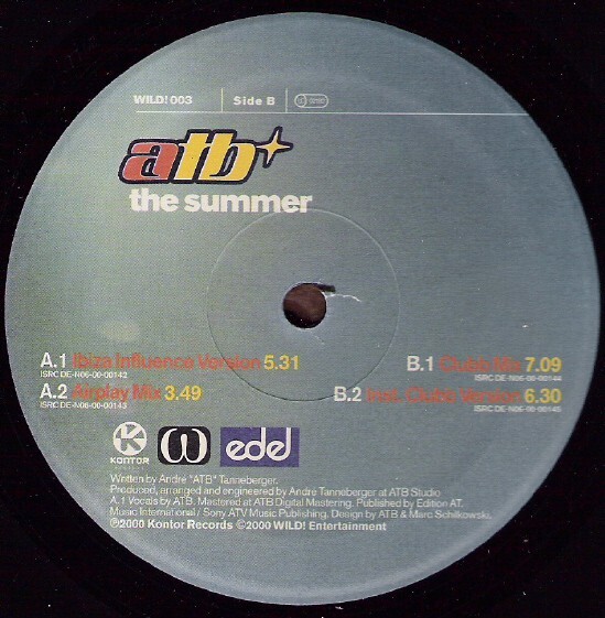 Atb, The Summer - Wild! 003 - 12'' Italy 2000 Vg+|Vg+