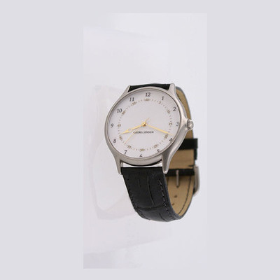 Pre-owned Georg Jensen Men's Watch 381 Steel With White Dial In Misty Rose