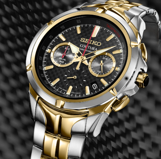 Pre-owned Seiko Coutura Quartz Chronograph 42.0 Mm Black Dial Men's Watch Ssb434