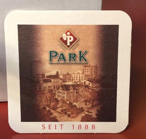 Mettlacher Abtei Brau 1997 Glass Beer Mug Germany with Two Park Beer Coaster