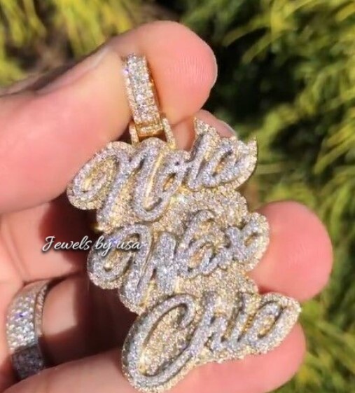 Pre-owned Nsg Customized D/vvs Moissanite Letter Rapper Pendant For Men's Free Gift 925 Silver In White