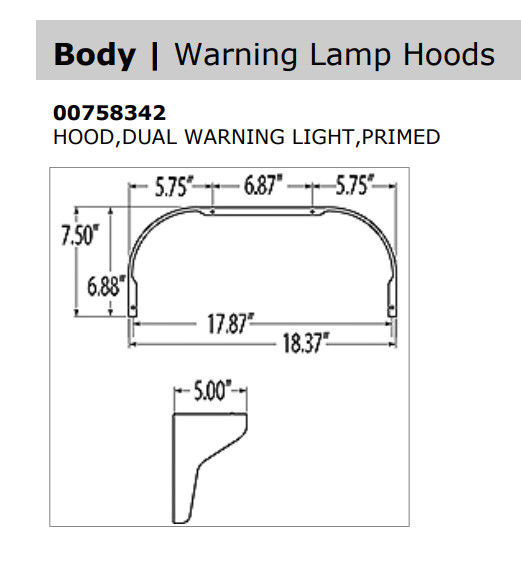 Blue Bird Bus Body Hood Shield Dual Warning Light Primed Box of (10) - Picture 5 of 5