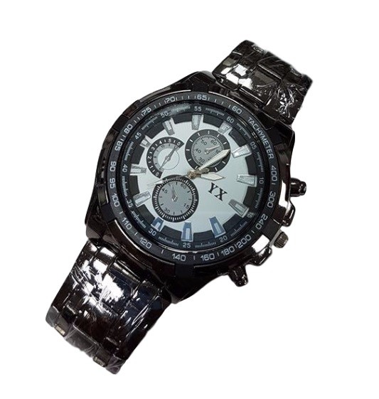 Orologio Da Polso YX Uomo Analogico Quarzo Fashion Nero Quadrante Silver lac