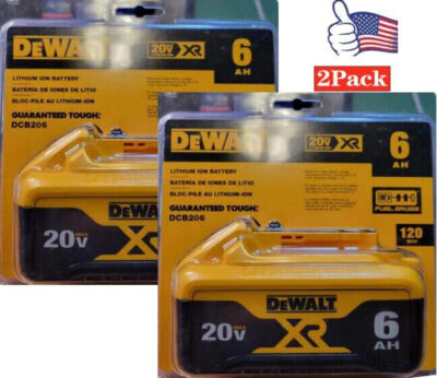 DeWalt DCB 206 (2-Pack) 20V MAX XR 6 Ah Li-Ion Batteries New