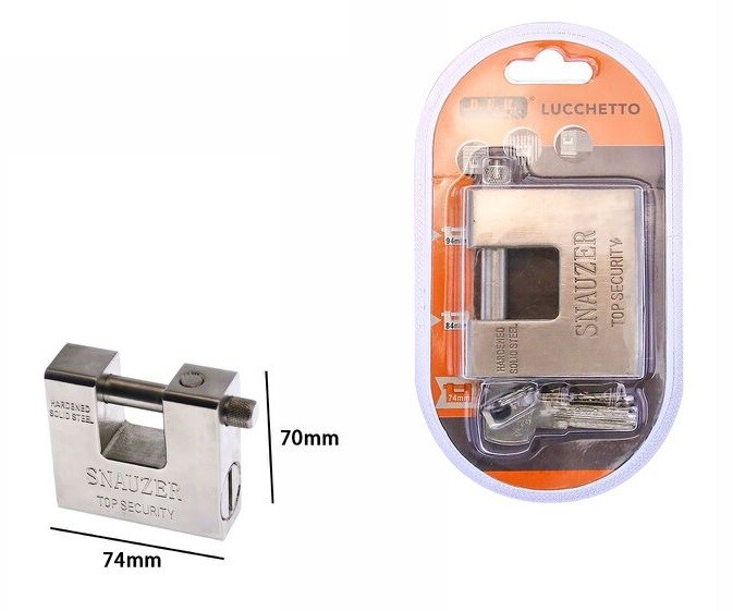 Lucchetto Antiscasso Catenaccio 74mm Corazzato Blindato 3 Chiavi Serranda dfh