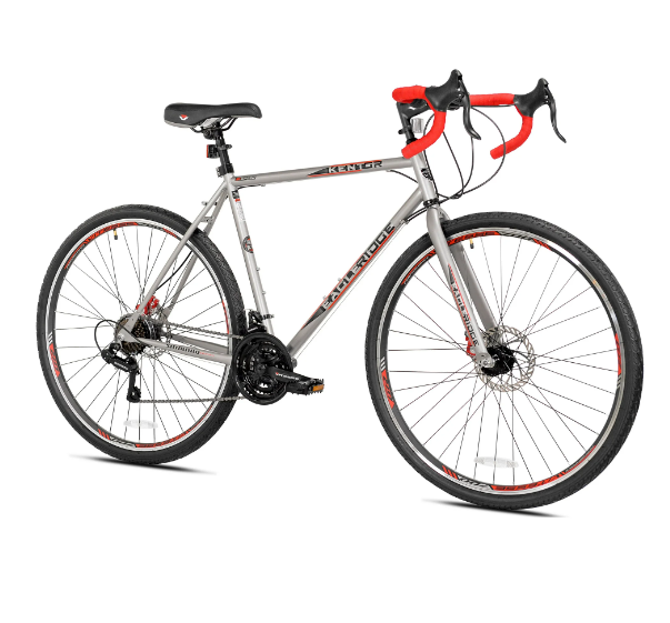 MENS GRAVEL BIKE 700c Diameter Tires 21-Speed Bicycle Silver, Red