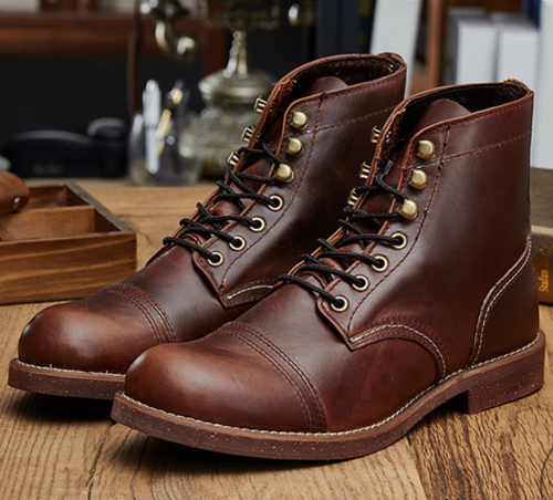 Mens Stylish Vintage High Top Round Toe Lace Up Leather Work