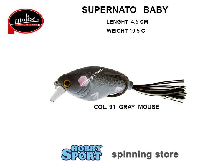 MOLIX SUPERNATO BABY CRANK BAIT IBRIDO COL 91 GRAY MOUSE SPINNING BLACK BASS