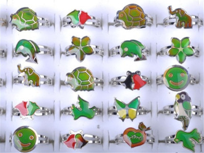 Bulk lots 100 cute animal Emotional mood color change rings boy girl charm gifts