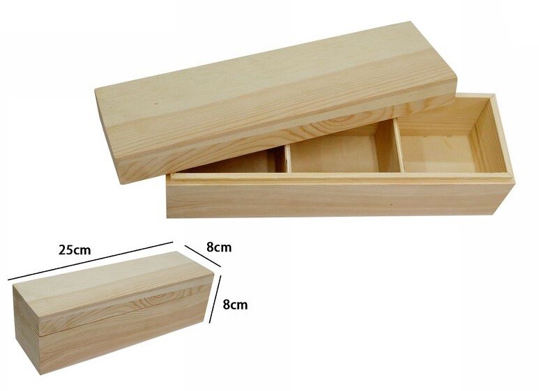 Scatola Contenitore In Legno Naturale 3 Scomparti Decoupage dfh