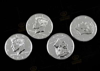 2pcs/lot Double Face Magic Coin Trick Half Dollar 2 Sides Head Magic Tricks Fun