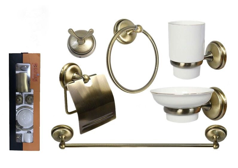 Bagno 6 Accessori Ottone Porta Asciugamano Rotolo Bicchiere Ceramica dfh
