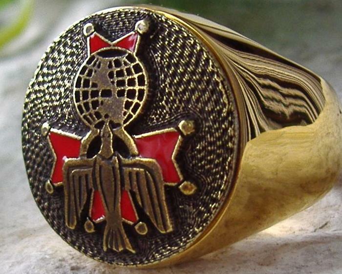 4th DEGREE KNIGHTS OF COLUMBUS RING BAGUE SIGNET SILVER PIN
