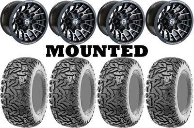 Kit 4 Maxxis Workzone Tires 26x11-12 on Moose 24X Black Wheels 550