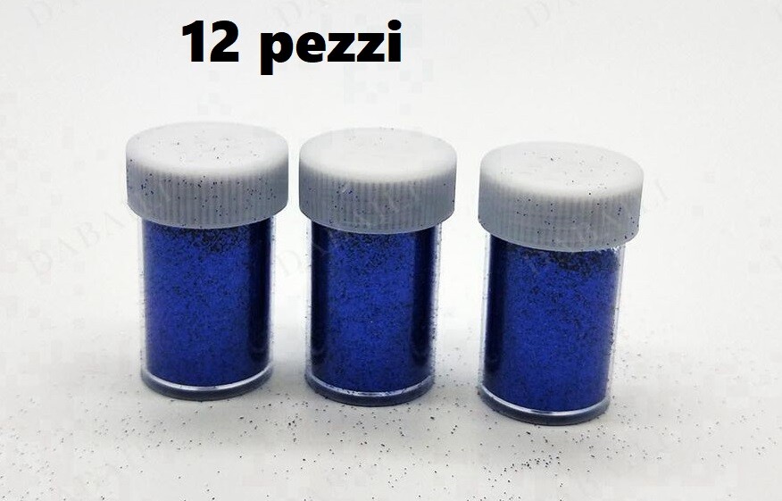 Set 12 Brillantini Glitter Decorazione Porporina Lavoretti Blu 20g bal
