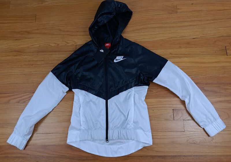Nike Black&White Vintage Woman Full Zip Nylon Hooded Light