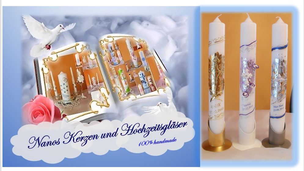 Nanos Kerzen und Hochzeitsgläser