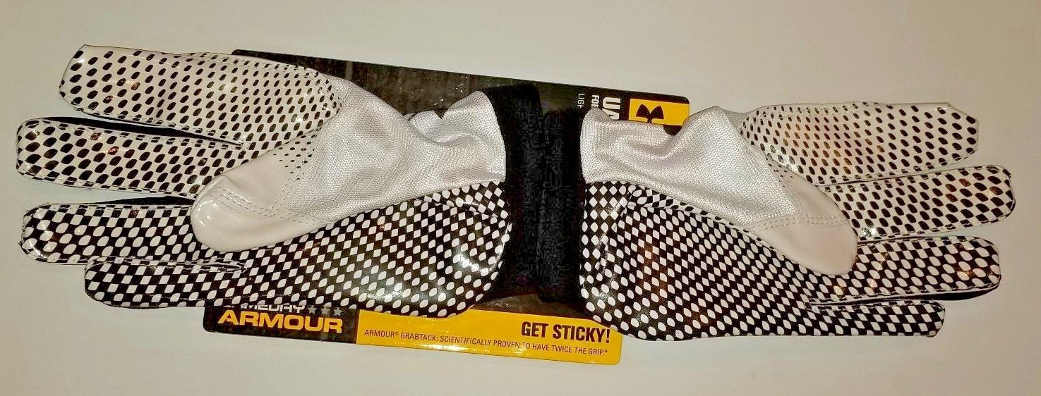 Under Armour Football Blur II Sticky Gloves Men's Size XXL Black & White NWT