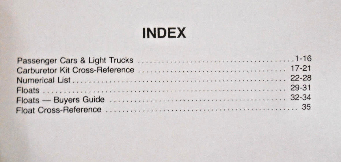 Vintage Old 1982 Filko Carburetor Kits Parts Catalog Supplement w Price Sheets