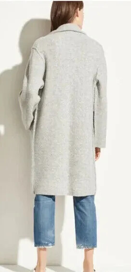 Pre-owned Vince $545  Wool Alpaca Chunky Thick Shawl Knit Sweater Cardigan Oversized Coat In Gray