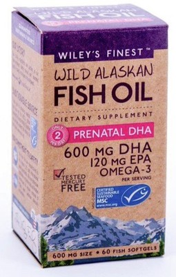 Wileys Finest Wild Alaskan Fish Oil Prenatal DHA 60 Softgel
