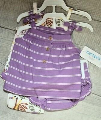 Carters Baby 3pc Little Diaper Cover Set Girls Purple Dinos (Select Size) NWT