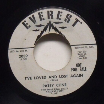 Patsy Cline - I've Loved And Lost Again - 1964 Honky-Tonk Reissue 45 on Everest