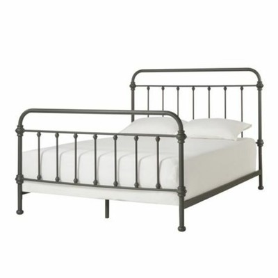 Vintage Farmhouse Spindle Metal Bed Headboard Footboard Frame Frosted Gray New