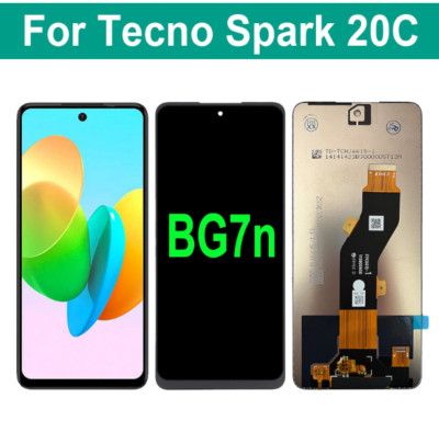 6.6'' For Tecno Spark 20C BG7n LCD Display Touch Screen Digitizer Assembly Black
