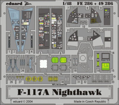 Eduard Colour Photoetch for 1/48 Lockheed F-117A Nighthawk for Tamiya kit #49286