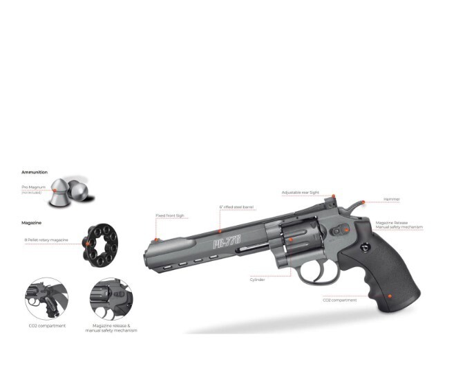 Gamo PR-776 Full-Metal CO2 .177cal Pellet Revolver w/ 8rd Mags - 611139654