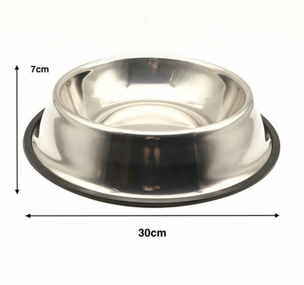 Ciotola Scodella Acciaio Cani Animali Domestici Diametro 30cm hmj