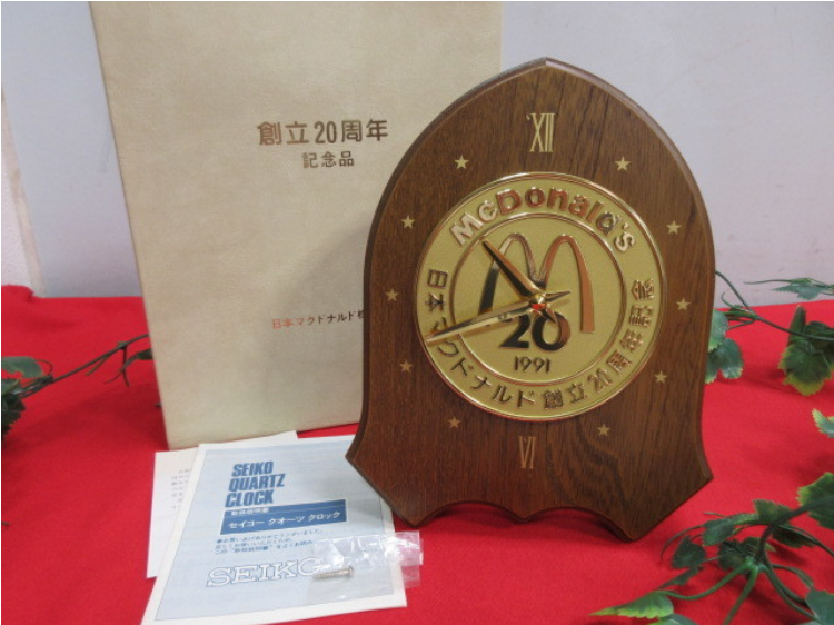 マクドナルド 創立20周年記念 SEIKO  置時計 マクドナルド 創立20周年記念 SEIKO 置時計