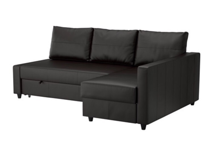 Black IKEA Faux Leather Corner Sofa Bed | in Exeter, Devon ...