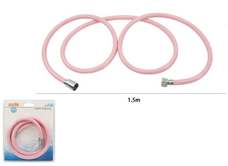 Tubo Laccio Flessibile Doccia 1,5 Metri Laccio Pvc Rivestimento Colore Rosa dfh