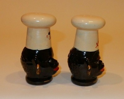 Black African Americana & Cannibal Salt & Pepper Shakers Great Condition  EE
