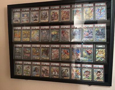 Graded Trading Card Display Case 36 Sport Baseball Football PSA Slabs Cabinet