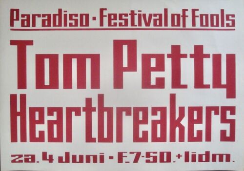 TOM PETTY HEARTBREAKERS 1977 AMSTERDAM PARADISO concert poster RARE 17x24 NM