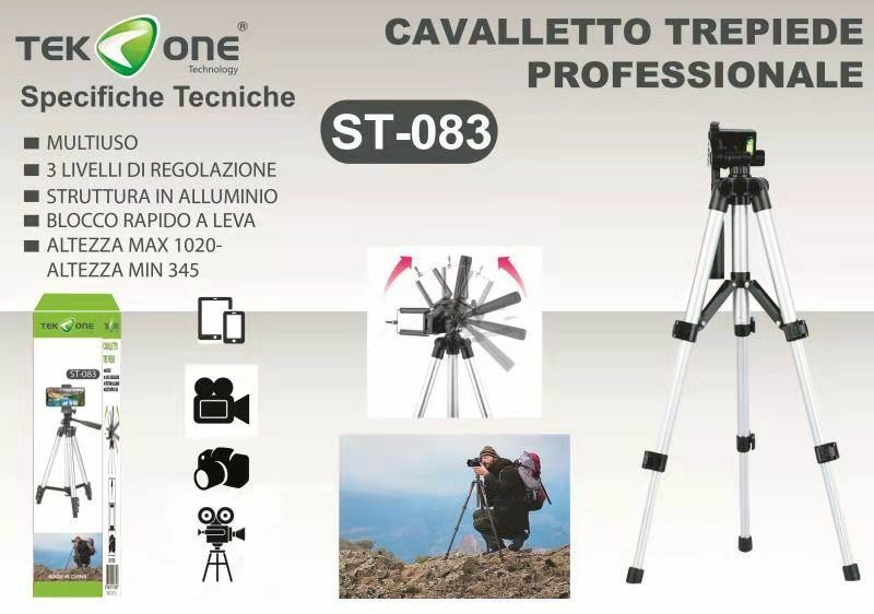Cavalletto Treppiedi Stativo TeKone St-083 Macchina Fotografica Videocamera hsb