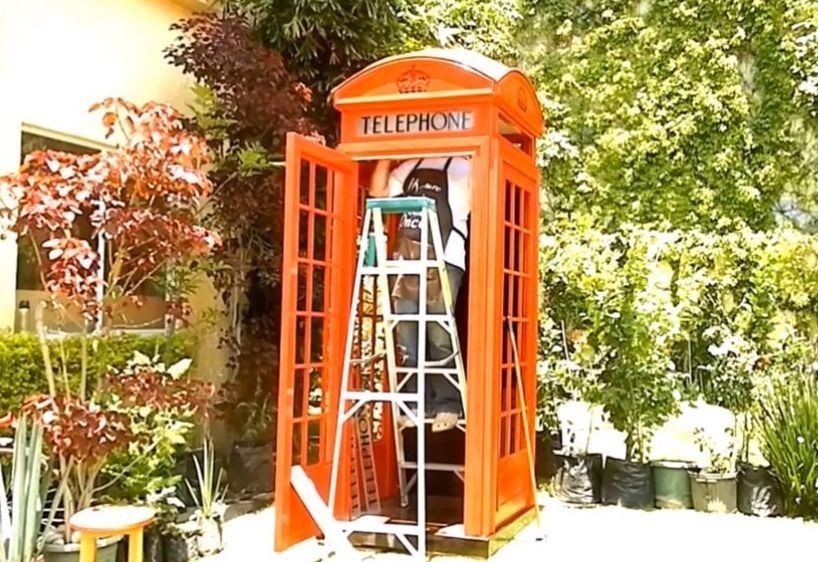 Antique Style Phone Booth, In Classic Red, New