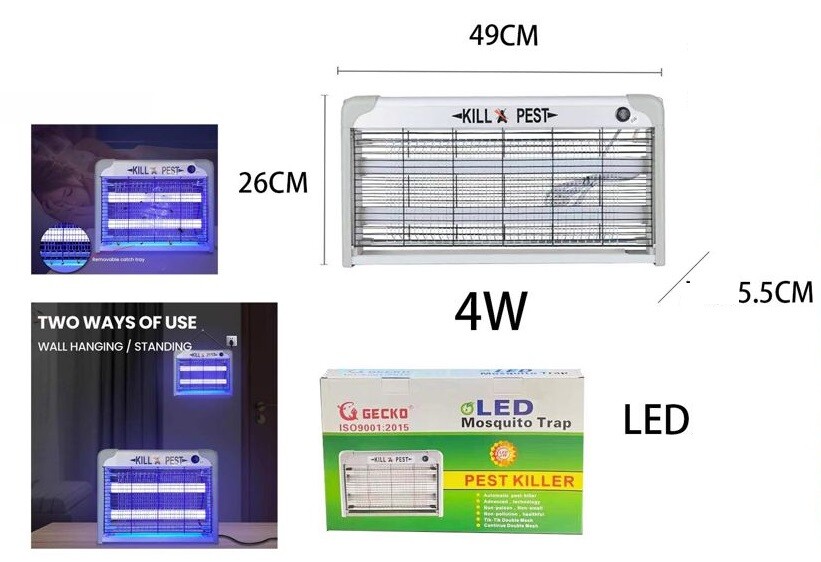 Zanzariera Elettrica 2 Lampade Led Anti Zanzare Insetticida Giardino 4W cir