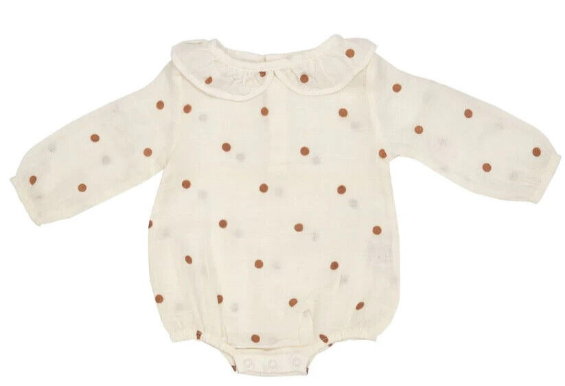Angel Dear Baby Girl Cashew Polka Dot  One Piece Bubble Outf