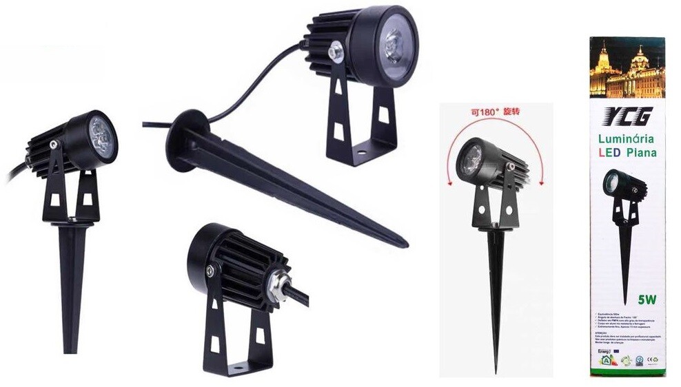 Faretto Faro Led Da Giardino 5W 5 Watt Supporto Picchetto Luce Bianco Freddo cir