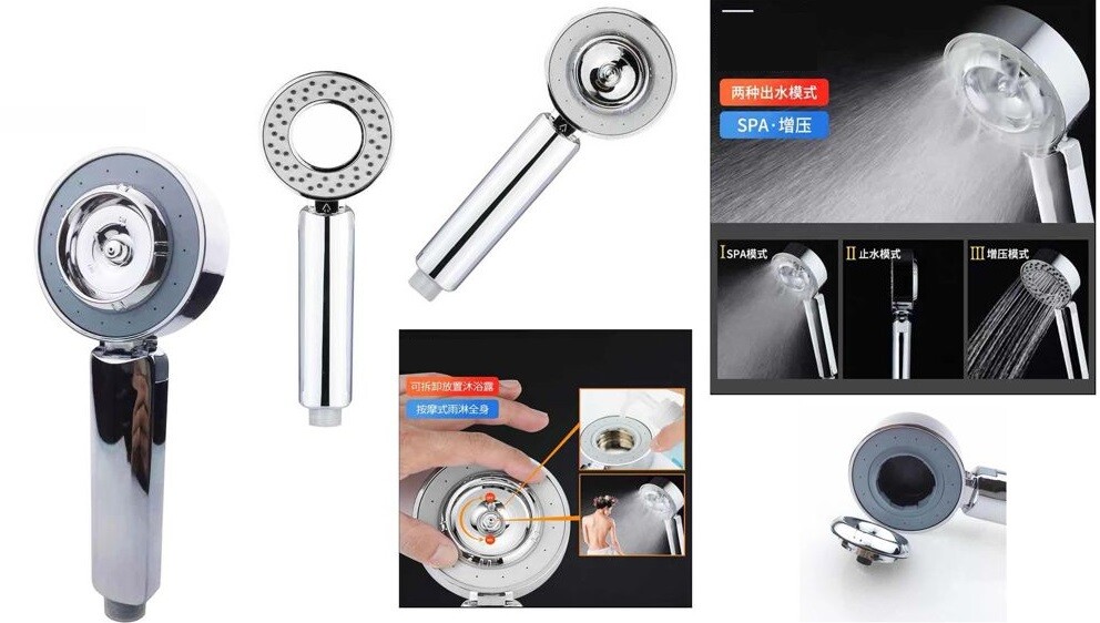 Soffione Doccia Ad Alta Pressione Spa 2 Modalità Spray con Chrome 3.7 2 Lati cir