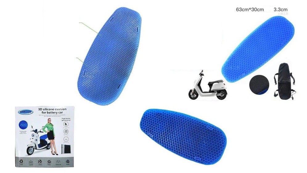 Cuscino Silicone Gel Sella Moto Motorino Sedile Nido D'Ape Comfort Sostegno cir