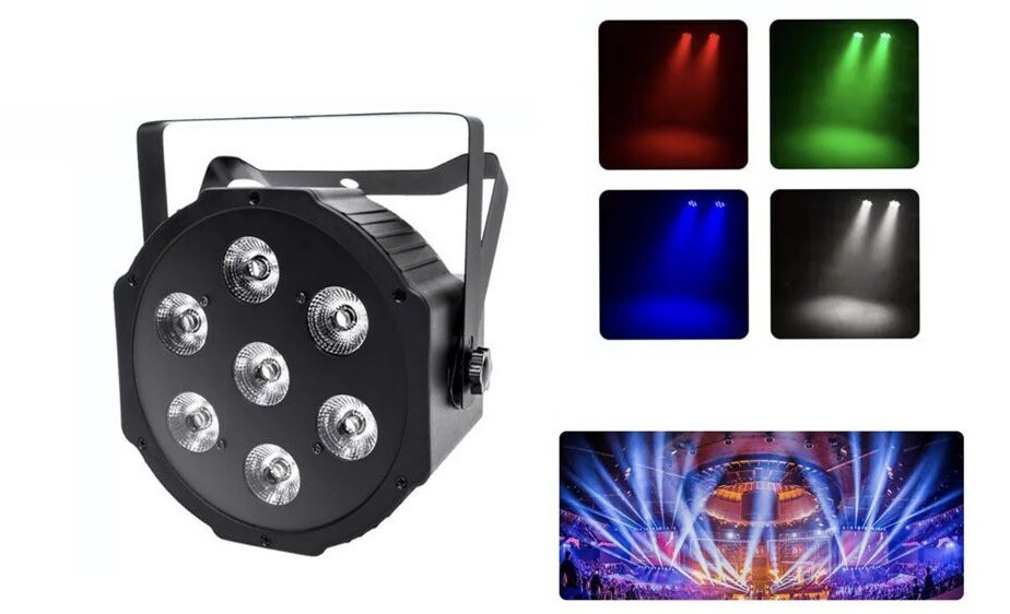 Faro Rgb Faretto 7 Led Vari Colori Discoteca Sensore Sonoro Luce Colorata cir
