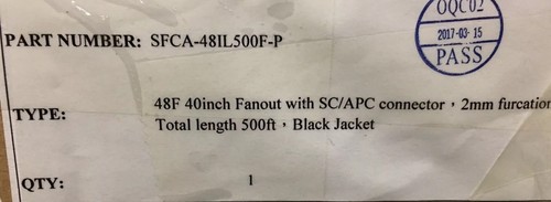 Suttle Riser Cable - 48 Fiber - 500’ SC/APC - Futurelink Fiber Optic 48F